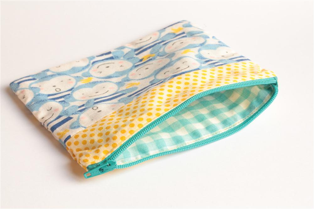 Patchwork Pouch - Monkeys And Yellow Dots