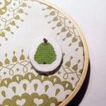 Green Pear Cross Stitch Brooch