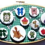 A Is For Apple Cross Stitch Brooch